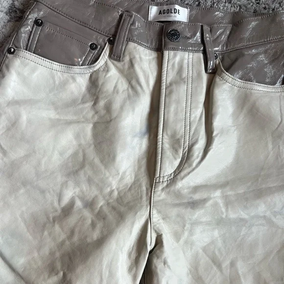 Agolde Two Tone 90s Leather Pants straight leg - Picture 7 of 15
